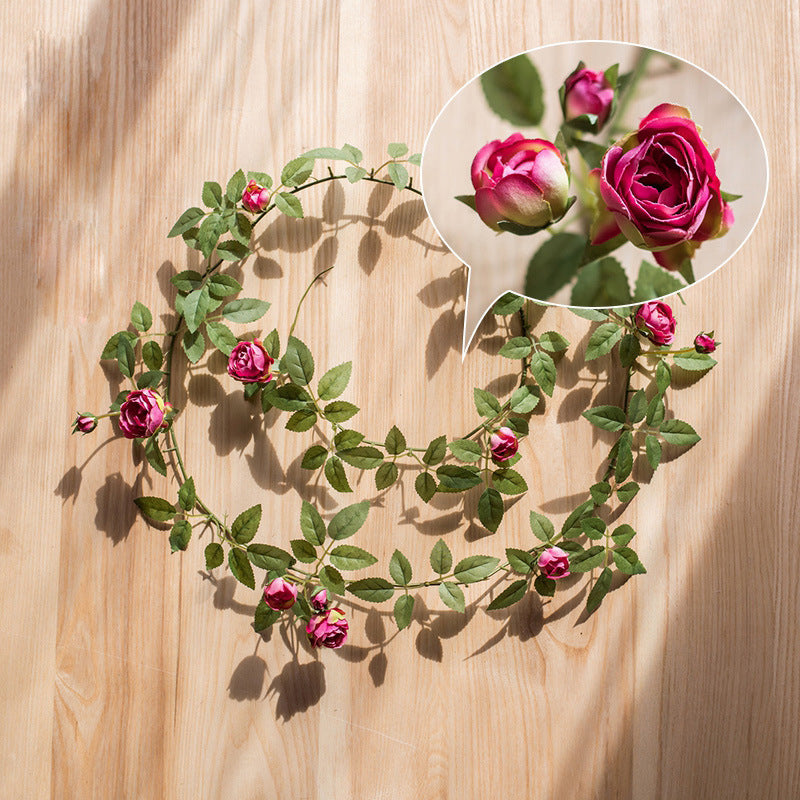 Artificial Angus Rose Vine Garland, 57" Silk-Like Faux Flower Garland for Wedding Arch, Backdrop, Home Decor