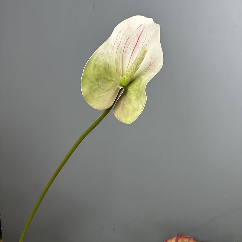 Single Stem Artificial Anthurium Flower, 28" Tall Realistic Faux Red Flamingo Lily for Wedding Centerpieces & Home Decor