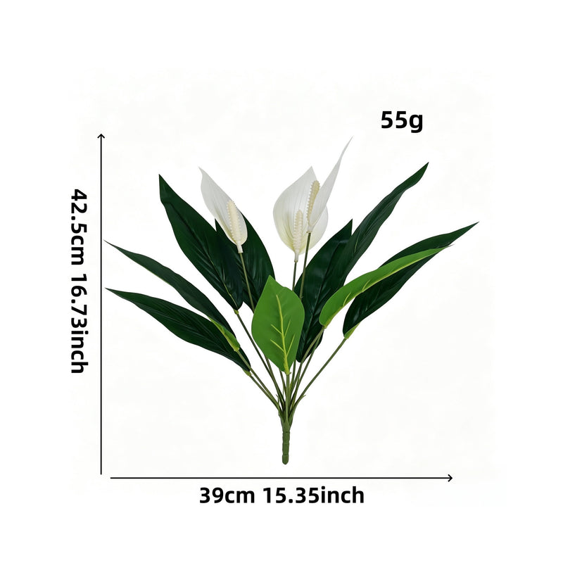 Artificial Anthurium Bush with 12 Blooms, 17" Tall Faux Floral Arrangement for Home Decor, Wedding Centerpieces & Commercial Displays