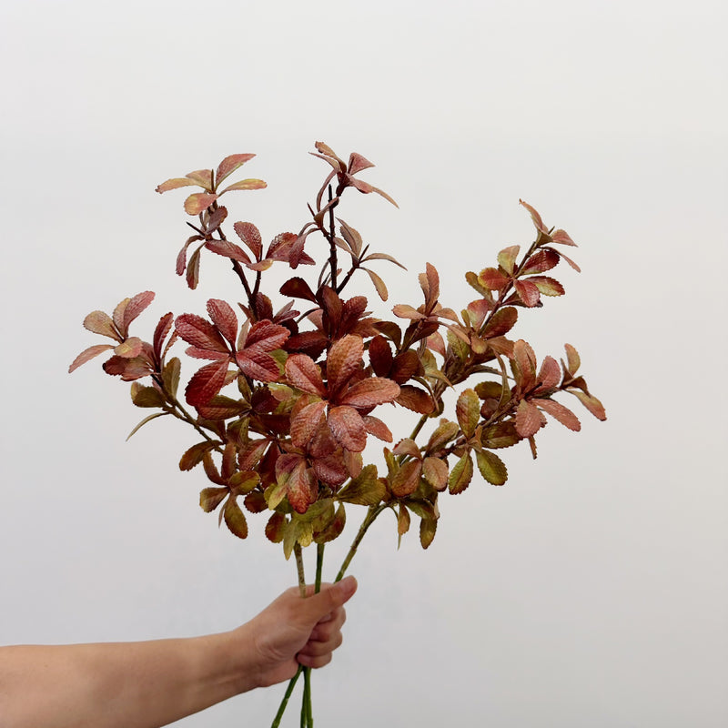 Artificial Eucalyptus-Style Leaf Bush, Autumn Tone Faux Greenery Pick, Plastic Filler Foliage for Wedding, Vase and Home Decor