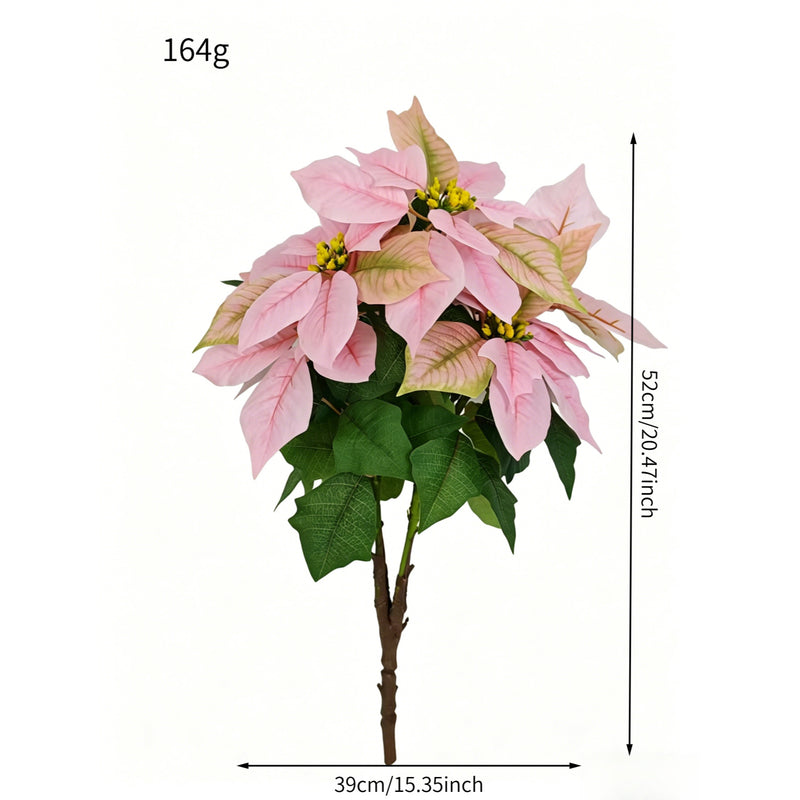 Artificial Poinsettia Christmas Bush with 23" Bloom, Silk-Like Faux Flowers for Holiday Decor, Weddings & Events
