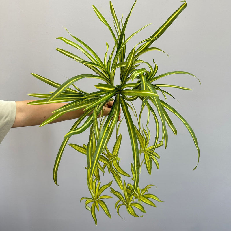 Artificial Trailing Spider Plant Vine, 26" Long Bendable Stem with 40 Leaves, Realistic Faux Hanging Plant for Home Decor, Wedding & Events