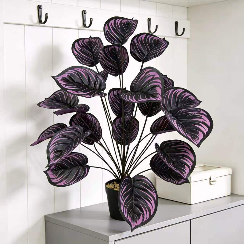 Artificial Violet Bush with 24 Blooms, 33.5" Tall Bendable Stems, PE/PVC for Indoor & Outdoor Decor, Wedding, Office, Events