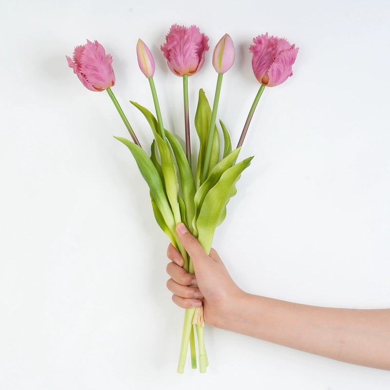 Bulk 5Pcs Parrot Tulips Stems Bouquet Real Touch Floral Artificial Wholesale