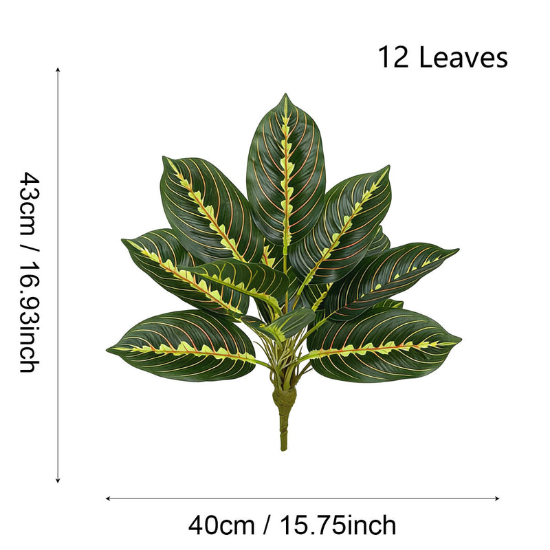 Artificial Calathea Plant, 17" Tall Realistic Fake Bamboo for Home Decor, Office, Wedding & Commercial Spaces