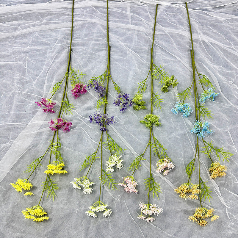 Artificial Lace Flower Stem, 30" Single Stem with 24 Blooms, Realistic Plastic Floral for Wedding Decor & Home Arrangements