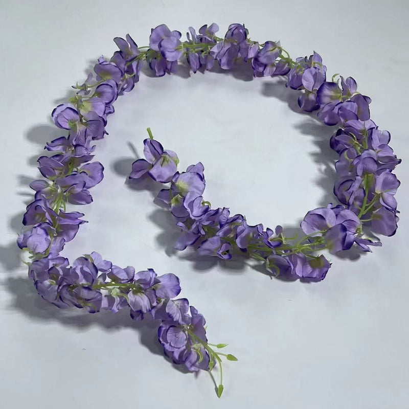 Wisteria Garland Vine, 59" Long with 168 Blooms, Silk-Like Fabric, Indoor/Outdoor Decor for Weddings, Homes, Events