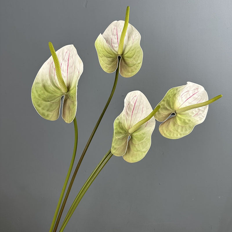 Single Stem Artificial Anthurium Flower, 28" Tall Realistic Faux Red Flamingo Lily for Wedding Centerpieces & Home Decor