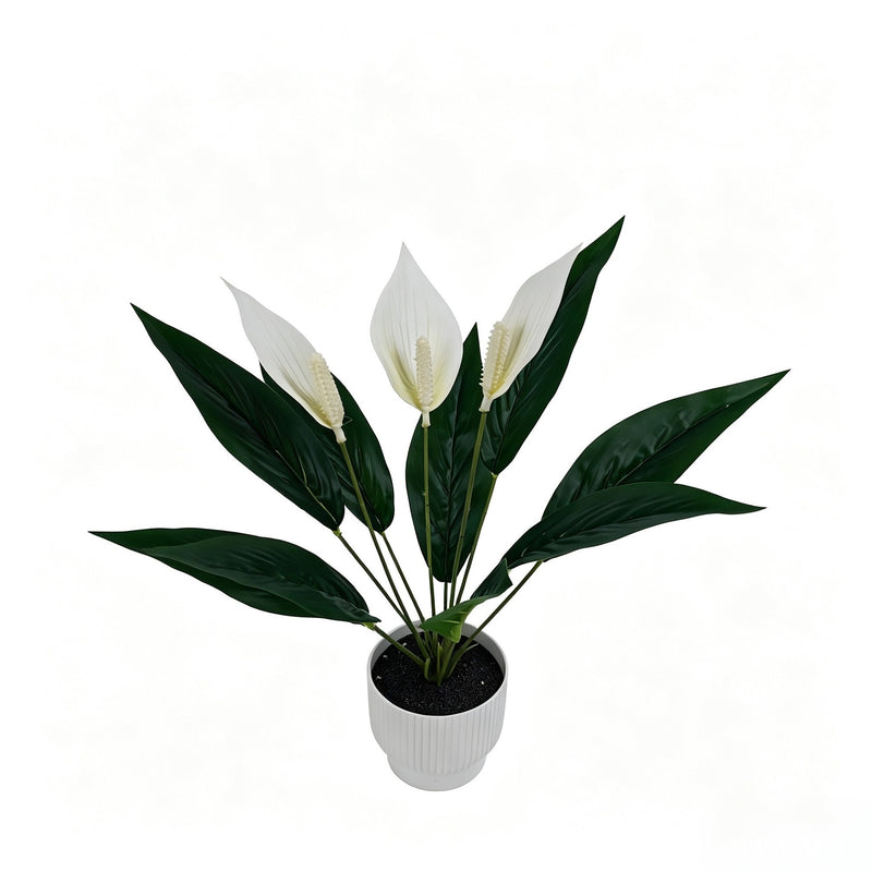 Artificial Anthurium Bush with 12 Blooms, 17" Tall Faux Floral Arrangement for Home Decor, Wedding Centerpieces & Commercial Displays
