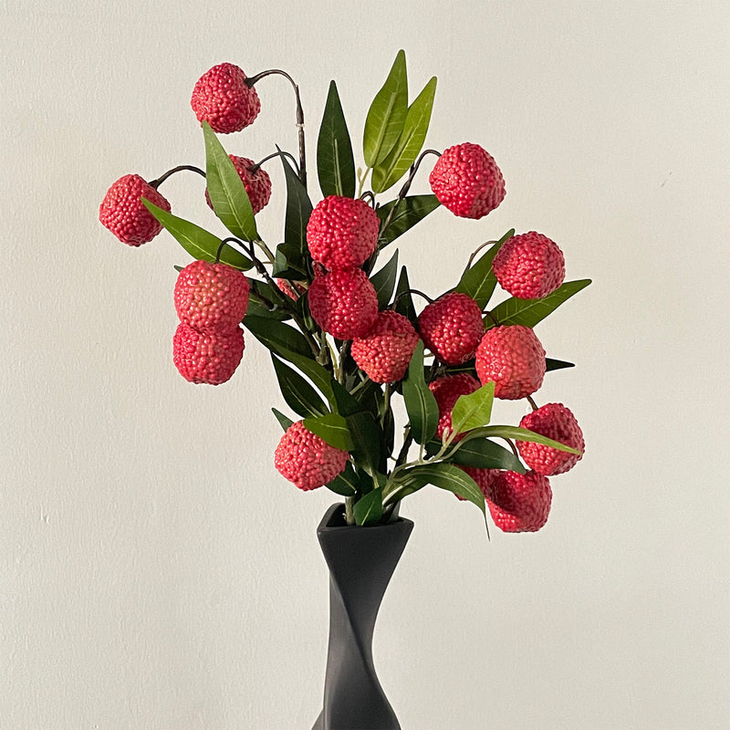 Artificial Lychee Fruit Branches, 18" Foam Bush with 9 Blooms, Realistic Floral Decor for Home, Wedding Centerpieces & Commercial Displays