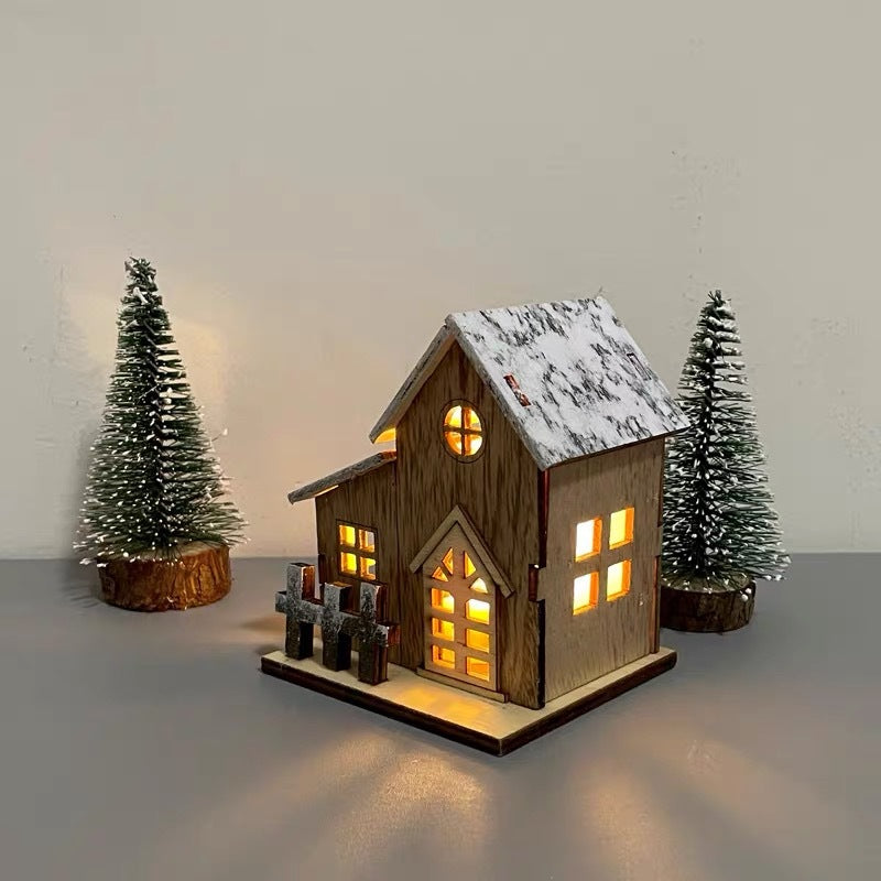 Bulk Christmas LED Glowing House for Xmas Desktop Sparkly Model Ornaments Wholesale