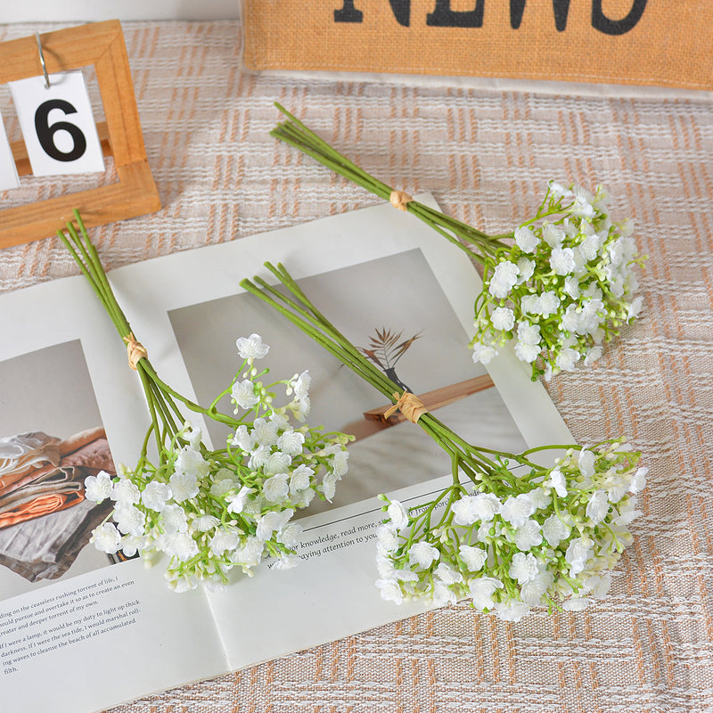 Artificial Baby's Breath Bouquet, 12" Hand-Tied Faux Gypsophila Bundle for Weddings, Home Decor & Floral Arrangements