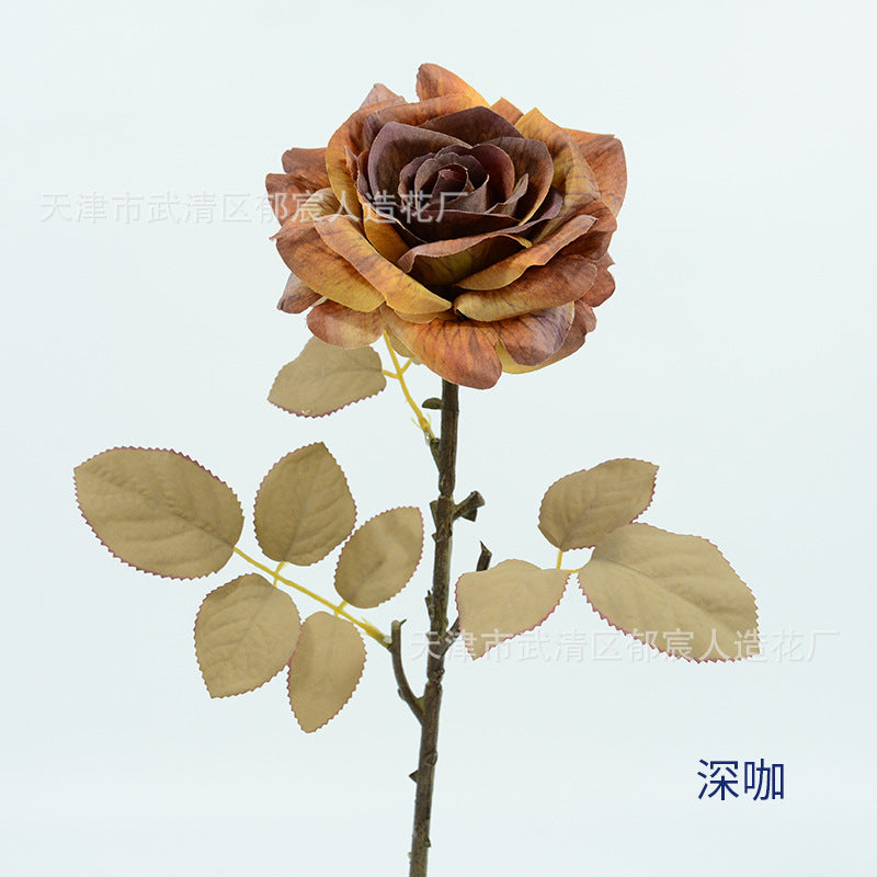 3 Stem Faux Silk Rose, 12" Flower Head, 19" Overall Length, Perfect for Weddings, Home Decor, and Events