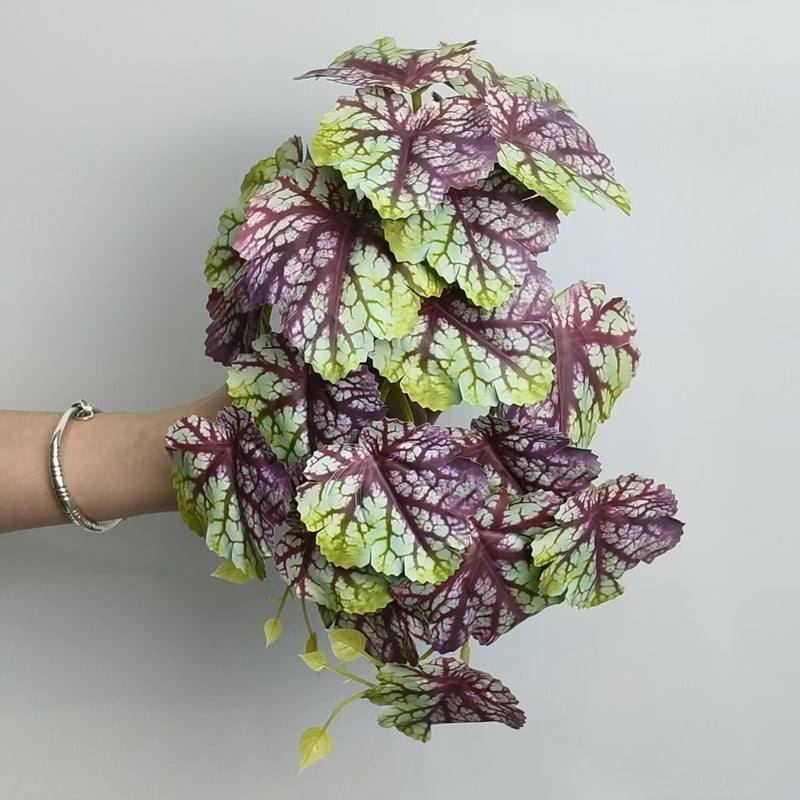 Single Stem Begonia Leaf Artificial Greenery, 12 Inches, Plastic, for Home & Commercial Decor