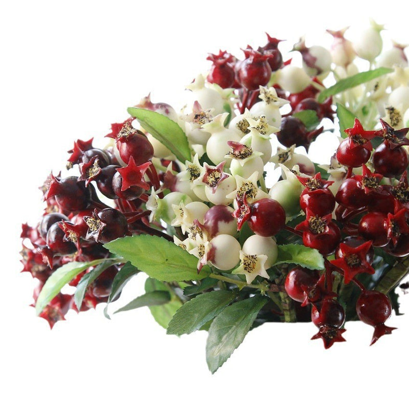 Artificial Pomegranate Fruit Bush with 14 Blooms, 10" Length, Plastic, Indoor/Outdoor Decor