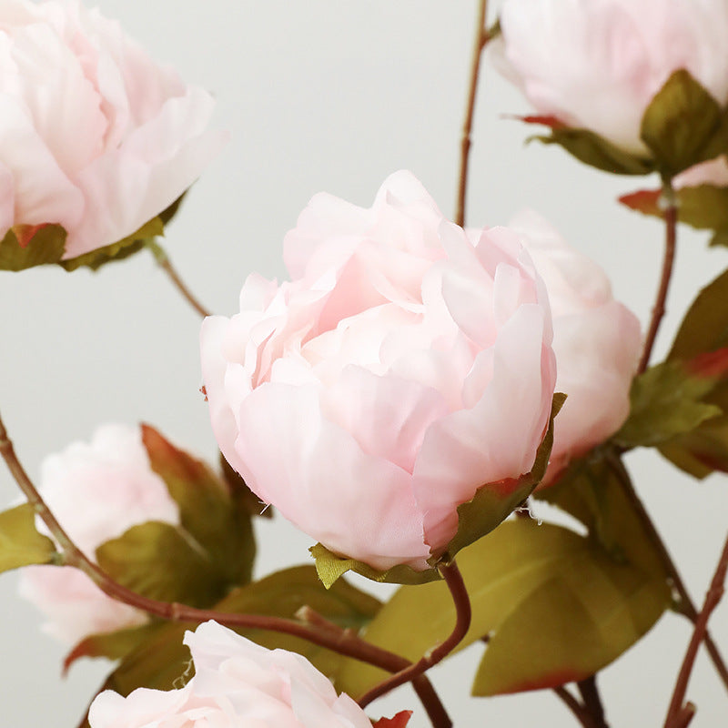Peony Bush with 4 Blooms, 28.7" Silk-Like Artificial Flowers for Wedding Decor & Home Styling, Indoor/Outdoor Use