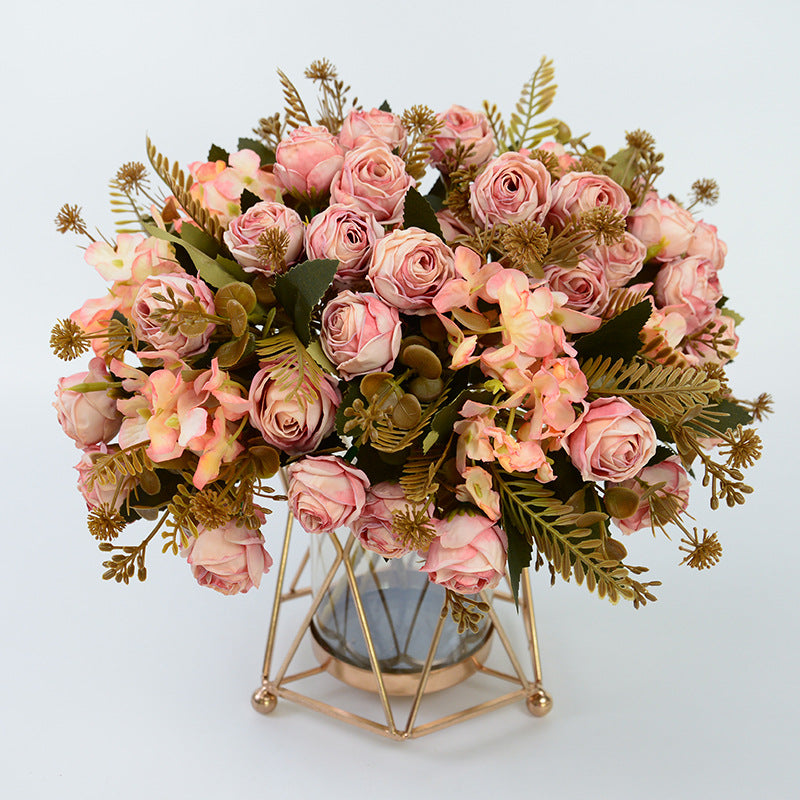 Artificial Rose Bush with 6 Blooms, 12" Tall, Faux Silk Flowers, Wedding, Home Decor, Office, Outdoor