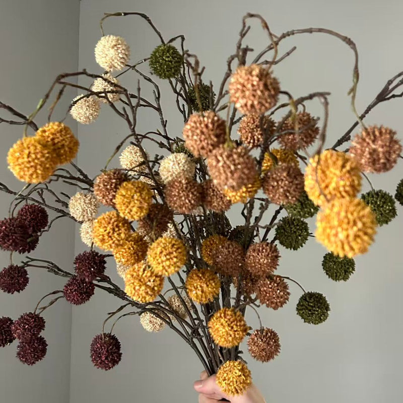 Artificial Wild Berry Bush with 8 Flower Heads, Plastic Faux Floral Stem for Weddings, Home Decor & Centerpieces