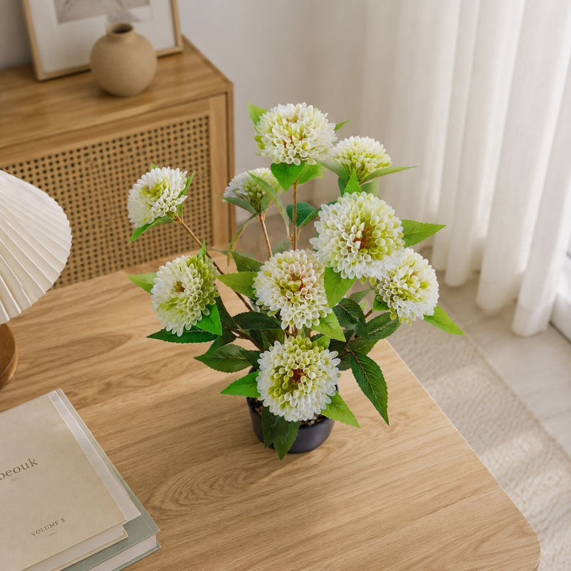 22" Artificial Chrysanthemum Bush with 9 Blooms, Realistic Plastic Poms for Home Decor, Weddings & Events
