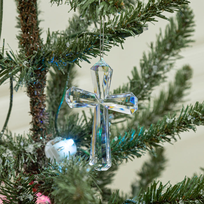 Bulk Christmas Ornaments Acrylic Transparent Cross Hanging Pendant Decoration for Xmas Party Decor Wholesale