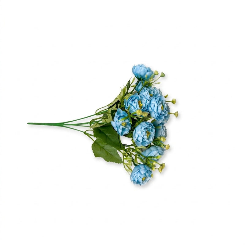 Artificial Rose Bush with 15 Blooms, 13.5" Silk-Like Faux Flowers for Home Office Decor, Weddings & Events