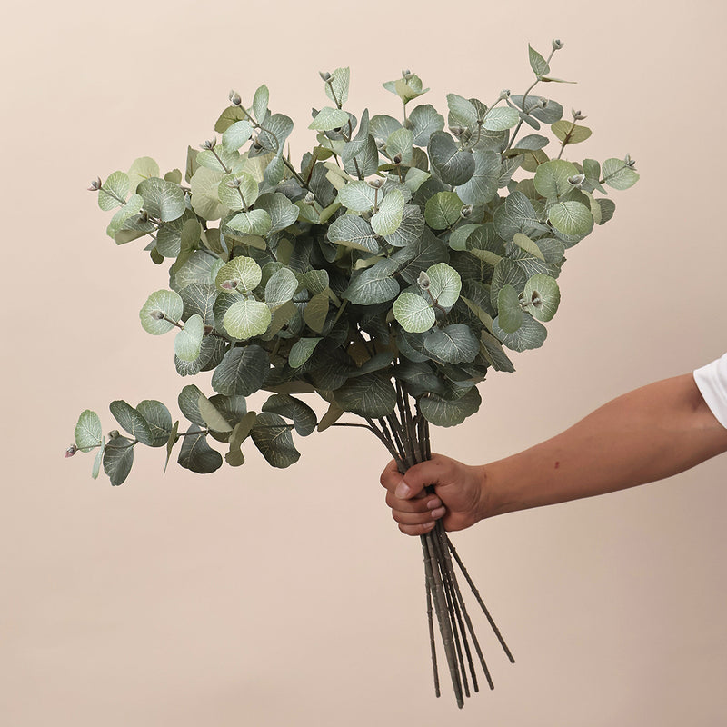Artificial Eucalyptus Leaf Bush, Bendable Faux Greenery Branch, Indoor Wedding & Home Decor