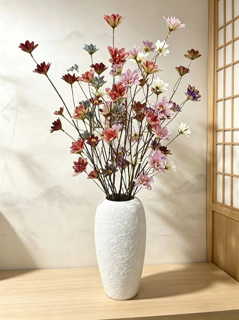 Larkspur Artificial Flower Bush with 12 Blooms, 19" Tall, Silk-like Fabric, Modern Farmhouse Decor for Weddings, Home, Office