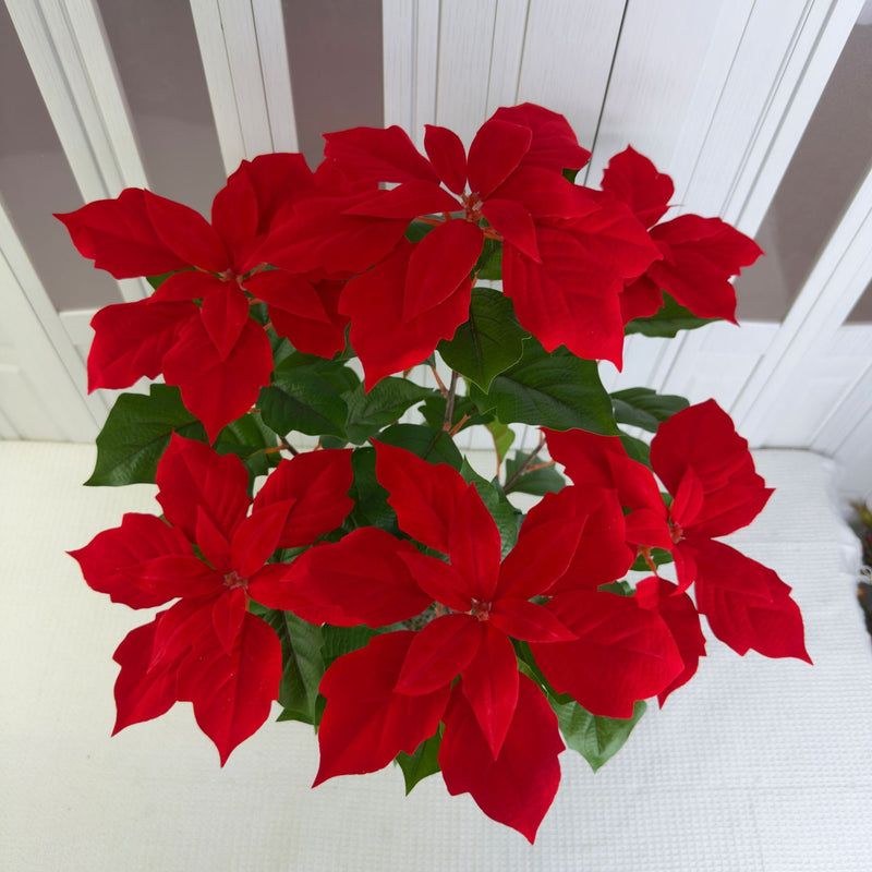 2Pcs Artificial Poinsettias with Pots Christmas Flowers