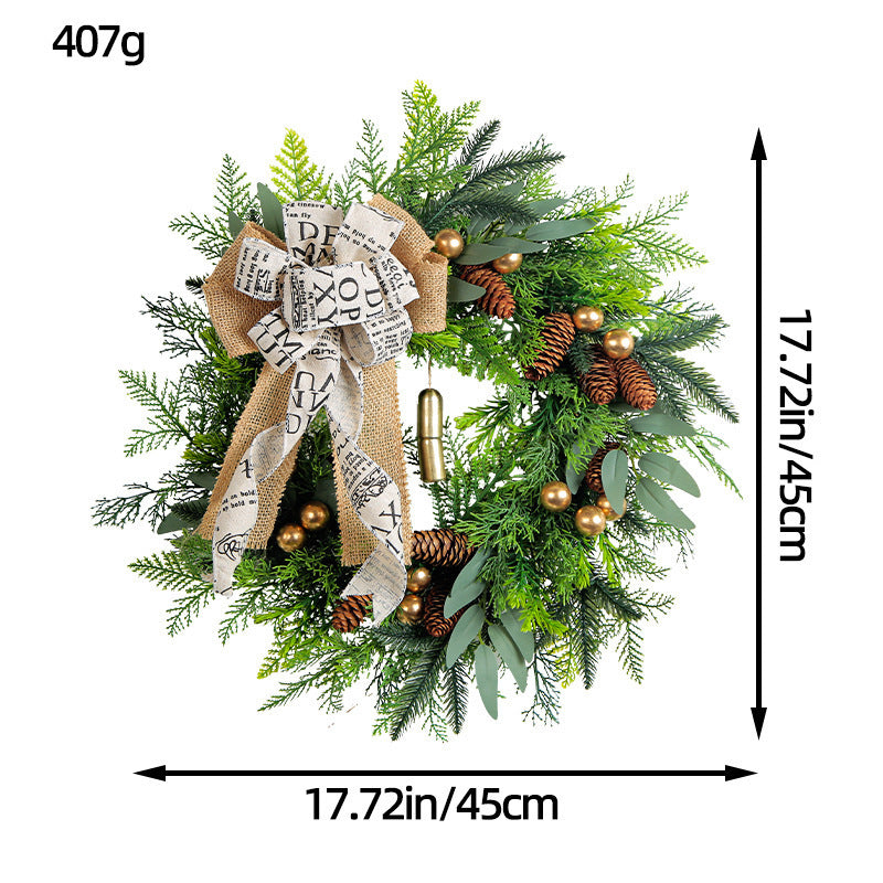 Christmas Pinecone Bell Wreath, 18" Rustic Holiday Door Hanging Decor, Farmhouse Christmas Garland for Front Door, Mantel & Holiday Parties
