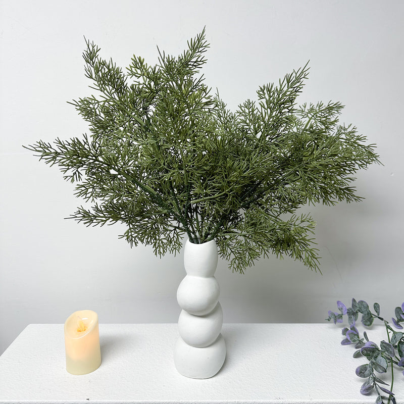 Artificial Juniper Pine Single Stem, Faux Christmas Evergreen Pick, Bendable Plastic Greenery for Holiday Decor & Vase Arrangements