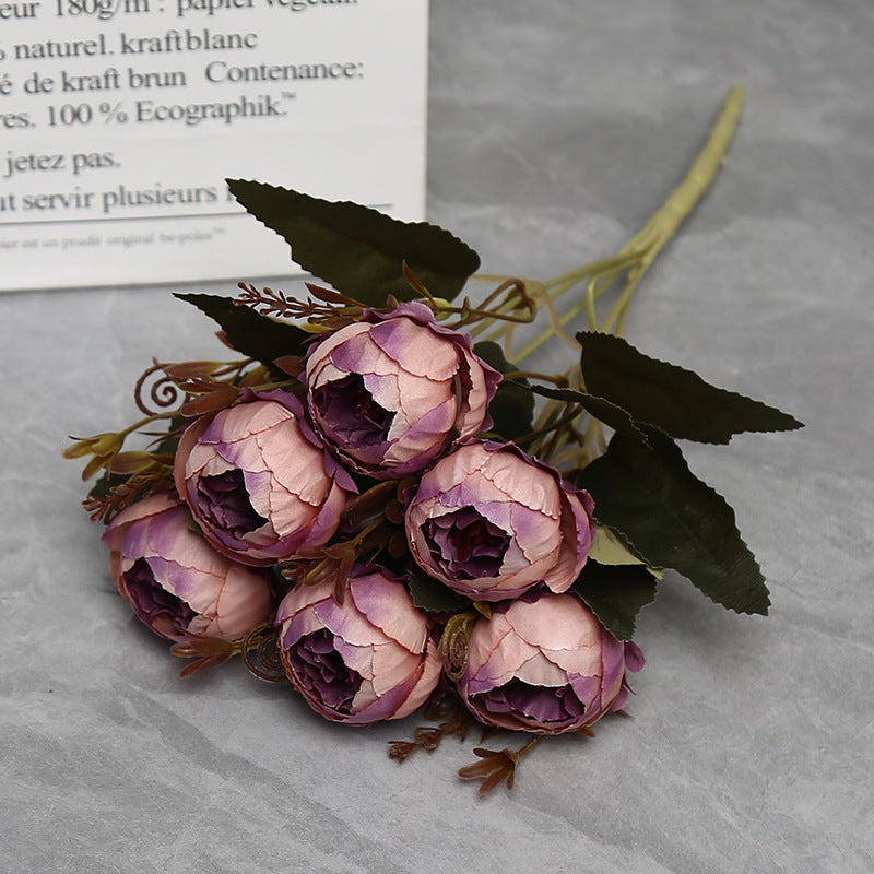 11" Realistic Peony Single Stem with 6 Blooms, Faux Silk Flower for Home Decor, Weddings & Events
