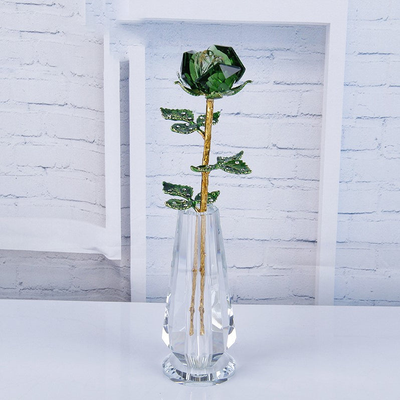 Bulk Exclusive 10 Inch Crystal Roses Gifts with Glass Vase Wholesale ...