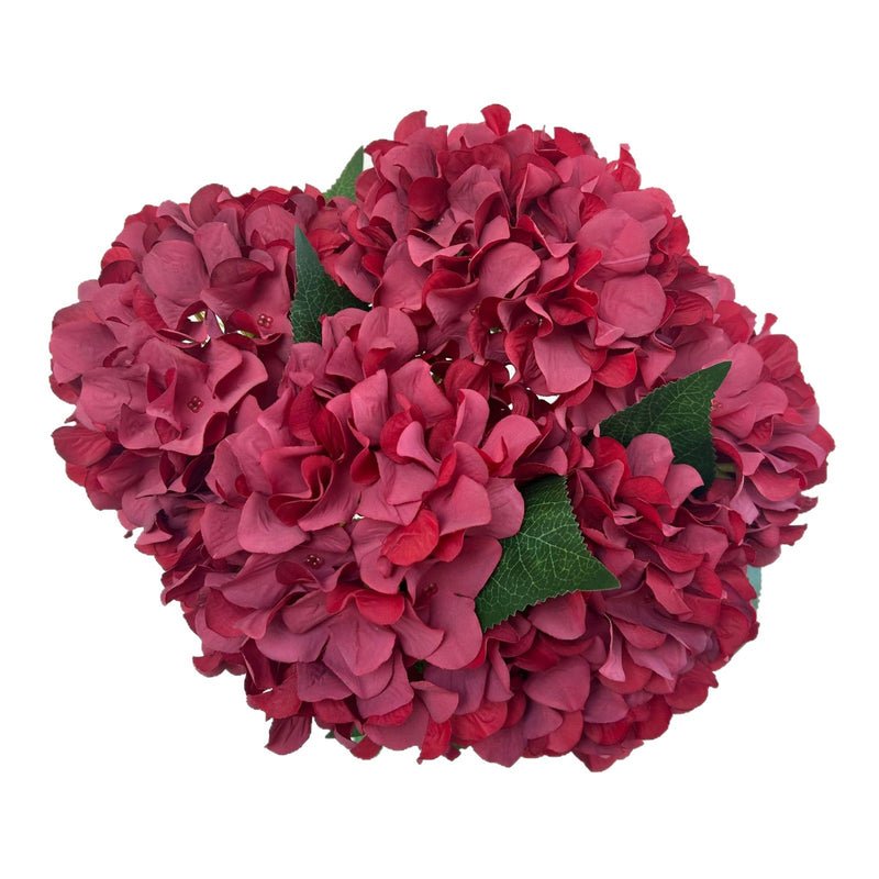 18" Artificial Hydrangea Bush, 225 Blooms, Realistic Silk Floral Arrangement for Weddings, Home Decor, and Events (Blue/White/Pink/Green Options)