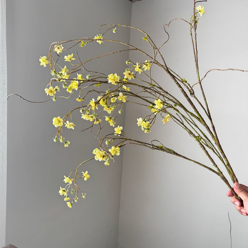 52" Single Stem Pearl Spiraea & Delphinium Artificial Flower, Silk Material, Wedding, Outdoor, Home Decor