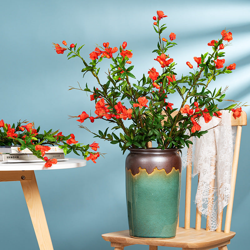 Single Stem Artificial Pomegranate Flower, 31" Tall, 13 Blooms, Rustic Home Decor, Wedding & Event Styling, Indoor Use