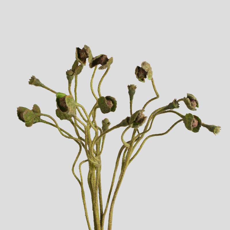 Artificial Poppy Bush with Pods, Faux Silk Fabric Poppy Stem for Vase Arrangements, Wedding & Home Decor, Indoor Outdoor