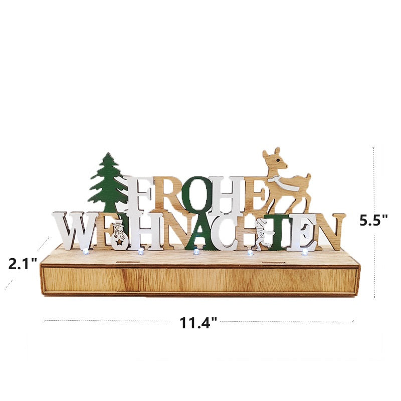 Ornements de lettres de Noël allemands en vrac pour décorations de table en bois phosphorescentes en gros
