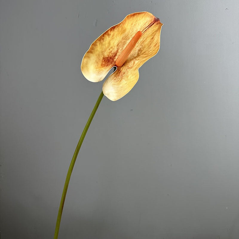 Single Stem Artificial Anthurium Flower, 28" Tall Realistic Faux Red Flamingo Lily for Wedding Centerpieces & Home Decor