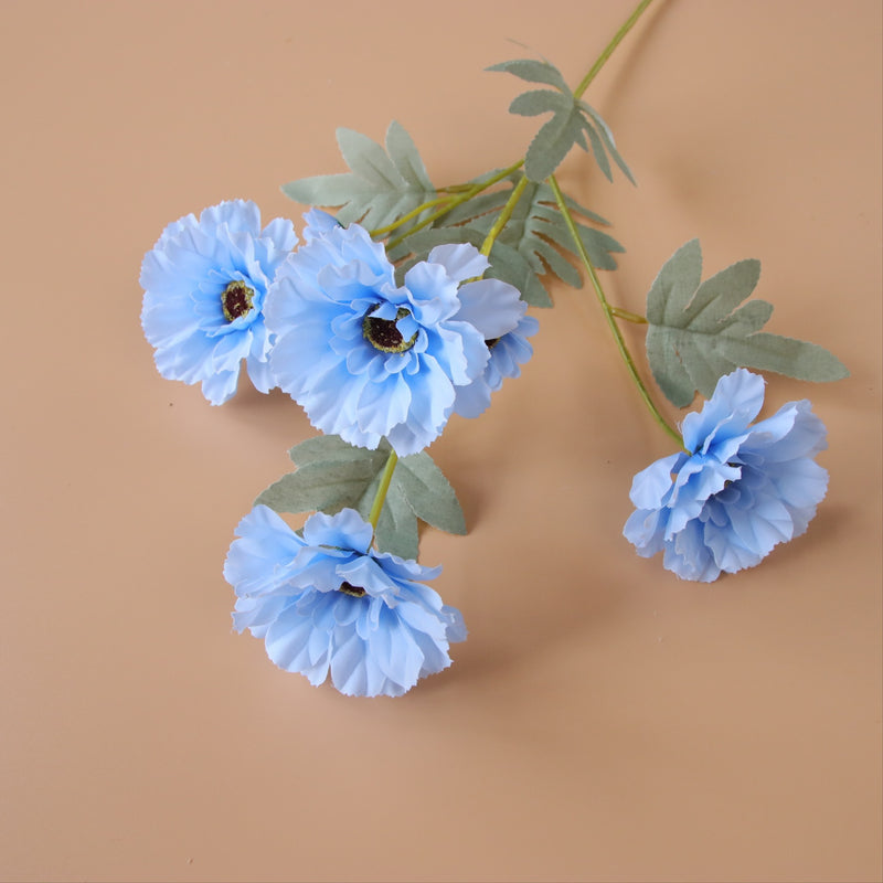 Venta al por mayor de tallo largo de flores artificiales Zinnia de 23 pulgadas a granel