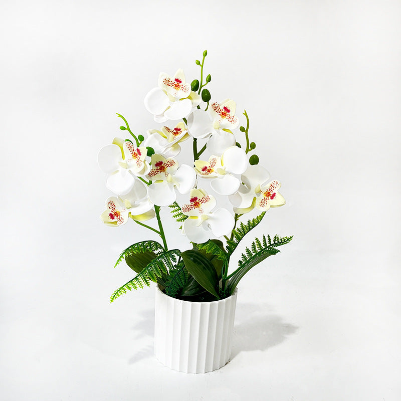 Potted Phalaenopsis Orchid with 9 Blooms, 12.4" Artificial Silk Flower Arrangement for Home Decor, Wedding & Office