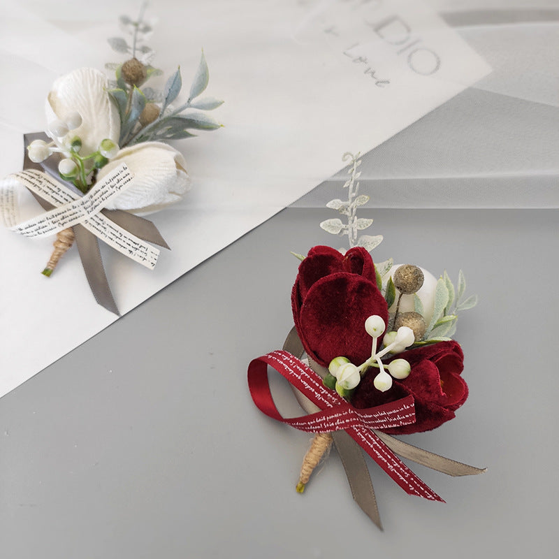 Bulk Velvet Tulip Corsage for Bride Bridesmaid Wedding Party Wholesale