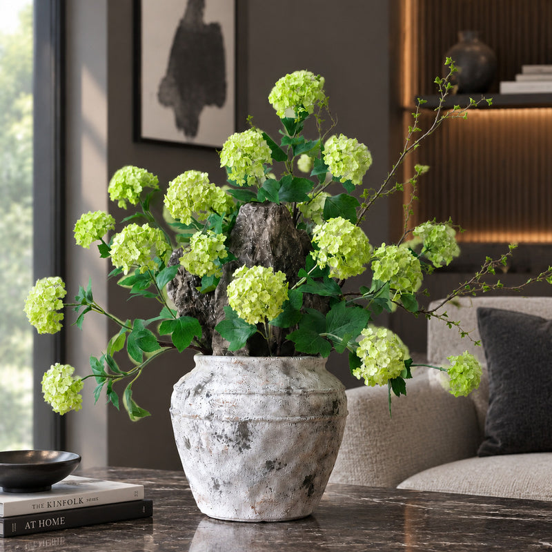 Artificial Hydrangea Bush with 3 Blooms, 27.5" Faux Silk Floral Arrangement for Home Decor, Weddings & Events