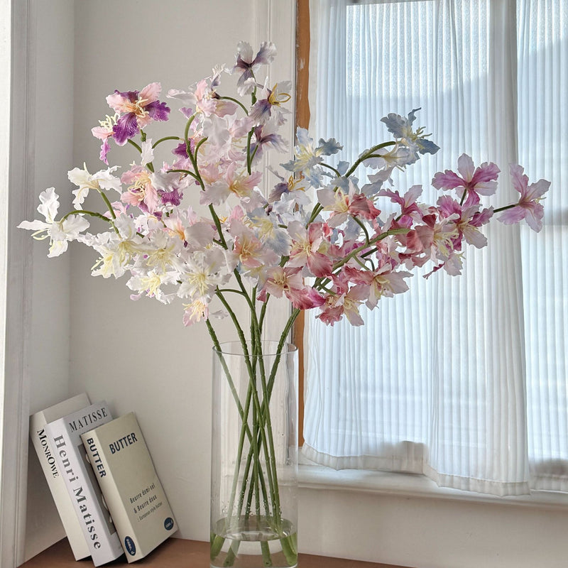 Artificial Iris Bush with 9 Blooms, 37" Tall Silk-Like Faux Flowers for Wedding Decor, Home & Commercial Use