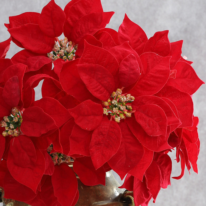 Tiges de poinsettia en vrac de 12 pouces Fleur de Noël Fleur artificielle en soie Vente en gros