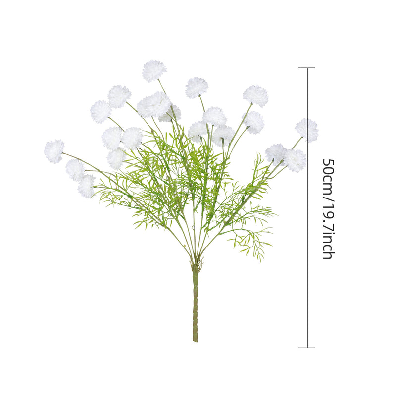 Artificial Chrysanthemum Bush with 21 Pom Pom Blooms, Faux Silk Floral Stem for Wedding, Vase Arrangements & Home Decor