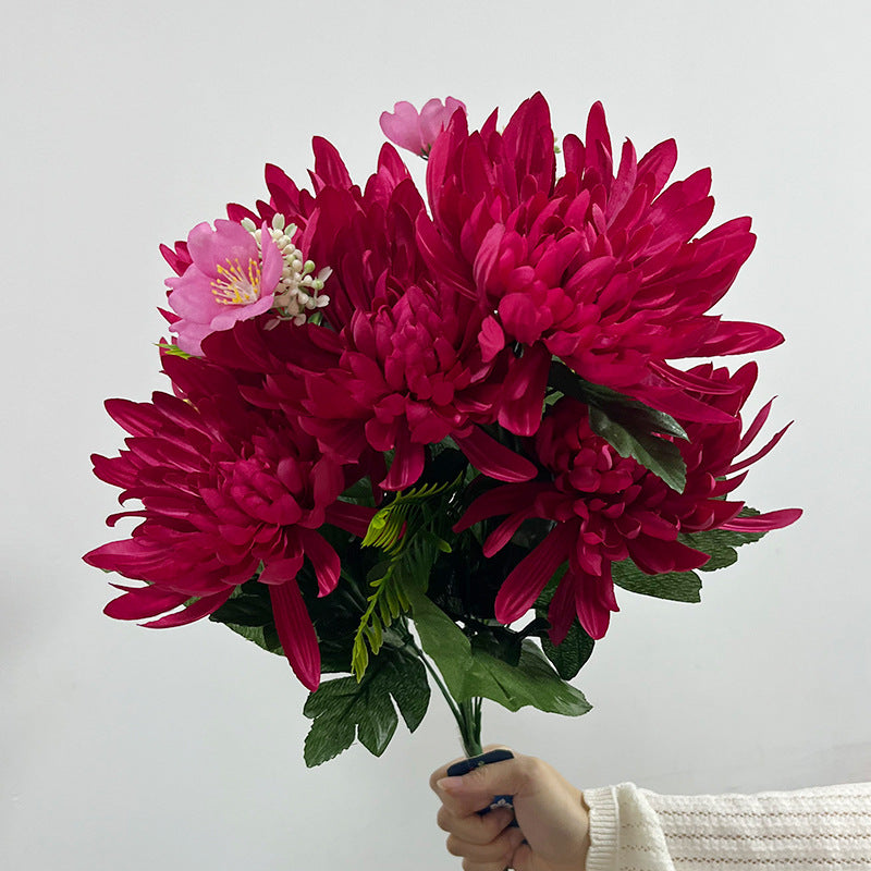 20" Artificial Chrysanthemum Bush, Realistic Silk-Like Faux Flowers for Home Decor, Weddings & Seasonal Displays