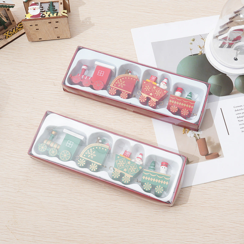 Bulk Wooden Train Toy DIY Christmas Ornaments for Kids Xmas Table Decor Wholesale