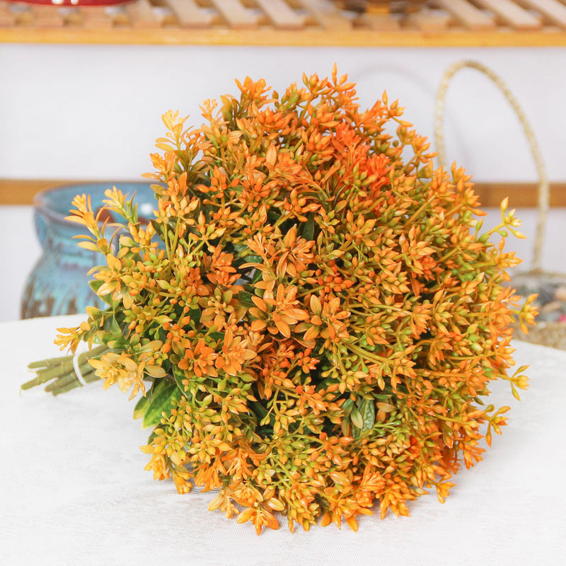 Artificial Kalanchoe Bush with 15 Blooms, Faux Flowering Plant Stem for Vases, Wedding & Home Decor