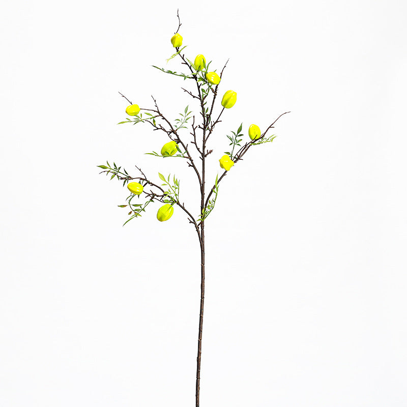 Artificial Starfruit Branch, Single Stem with Fruit and Leaves, Perfect for Home Decor and Floral Arrangements