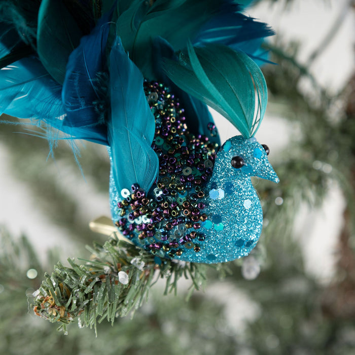Bulk Christmas Ornaments Simulated Peacock DIY Accessories Set Wholesale